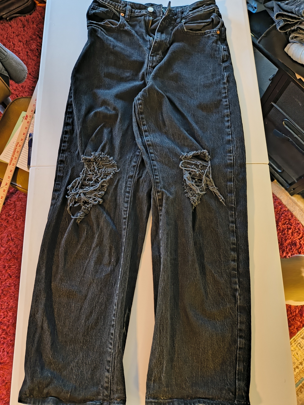 Wild Fable Black Distressed High-Waist Jeans size 4/27R inseam 30"